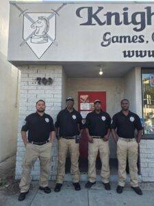 Safety Host Unit retail security guards protecting a storefront in Los Angeles