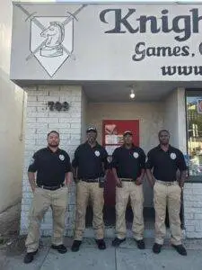Safety Host Unit retail security guards protecting a storefront in Los Angeles