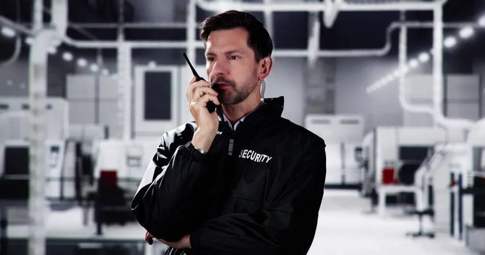 Safety Host Unit security officer monitoring commercial property infrastructure in Los Angeles