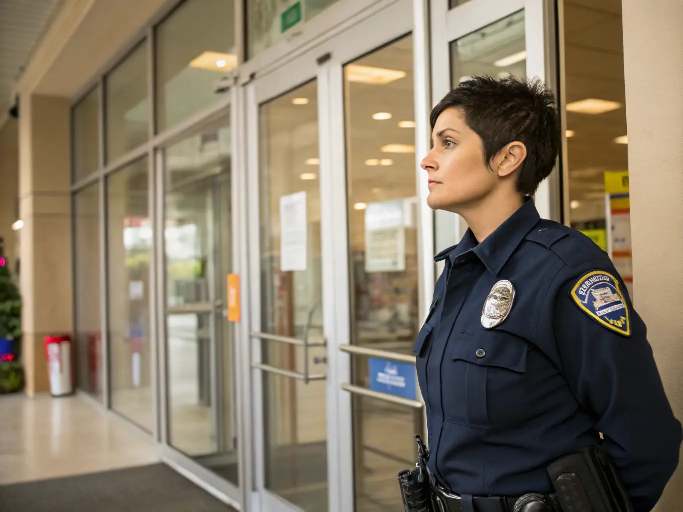 A security guard standing watch at the entrance of a high-end event in Santa Monica, ensuring the safety and security of all attendees.