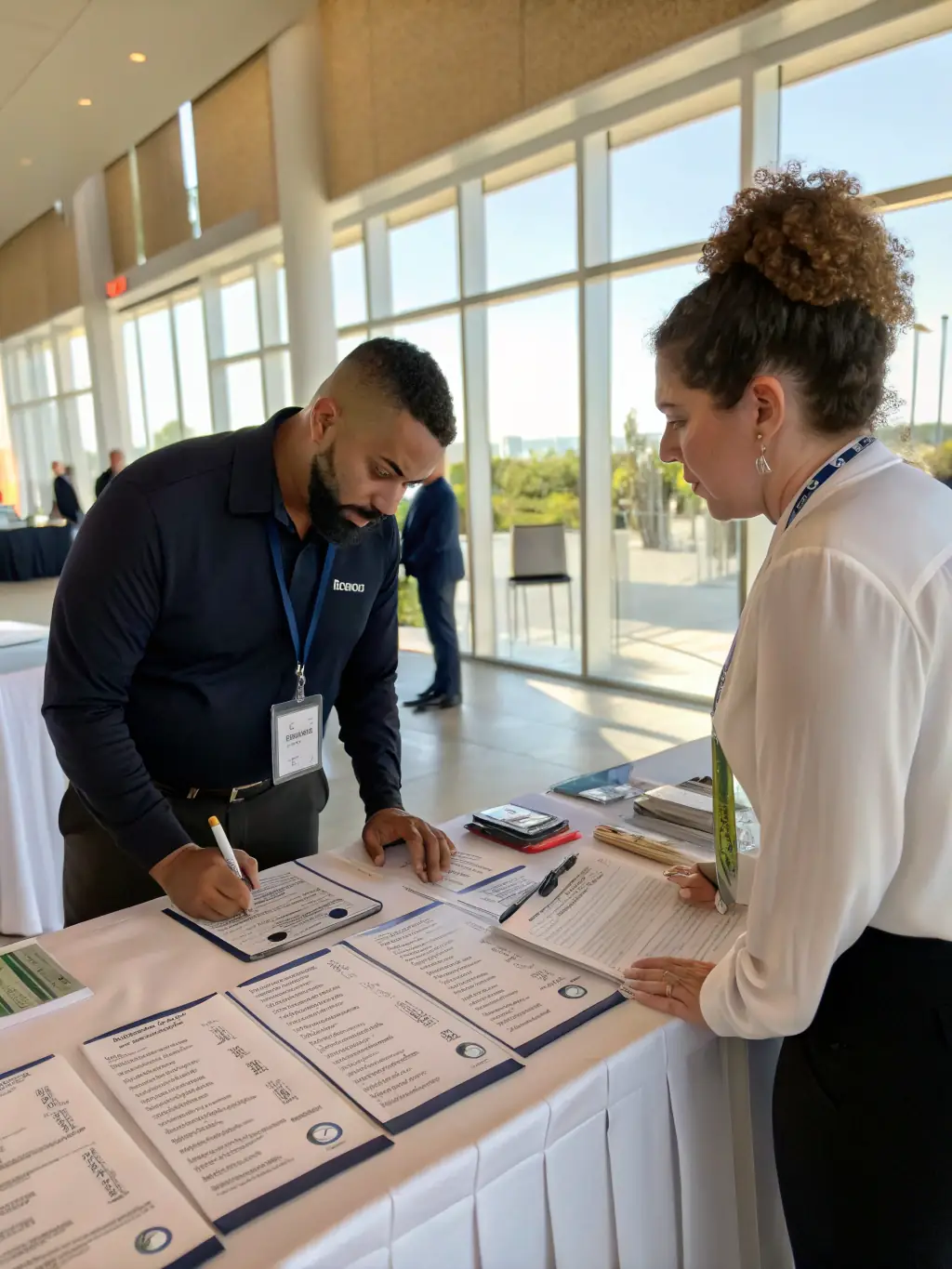 An image depicting a customized security plan being discussed between a Safety Host Unit security expert and a client, emphasizing tailored solutions.