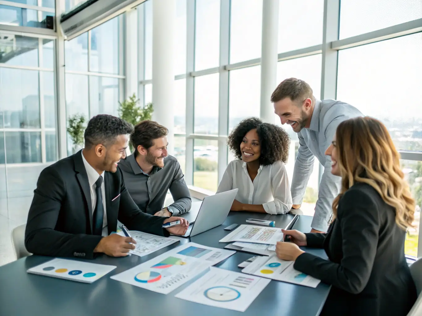 An image showcasing a security team collaborating and customizing a security plan in a modern office setting, emphasizing tailored solutions.