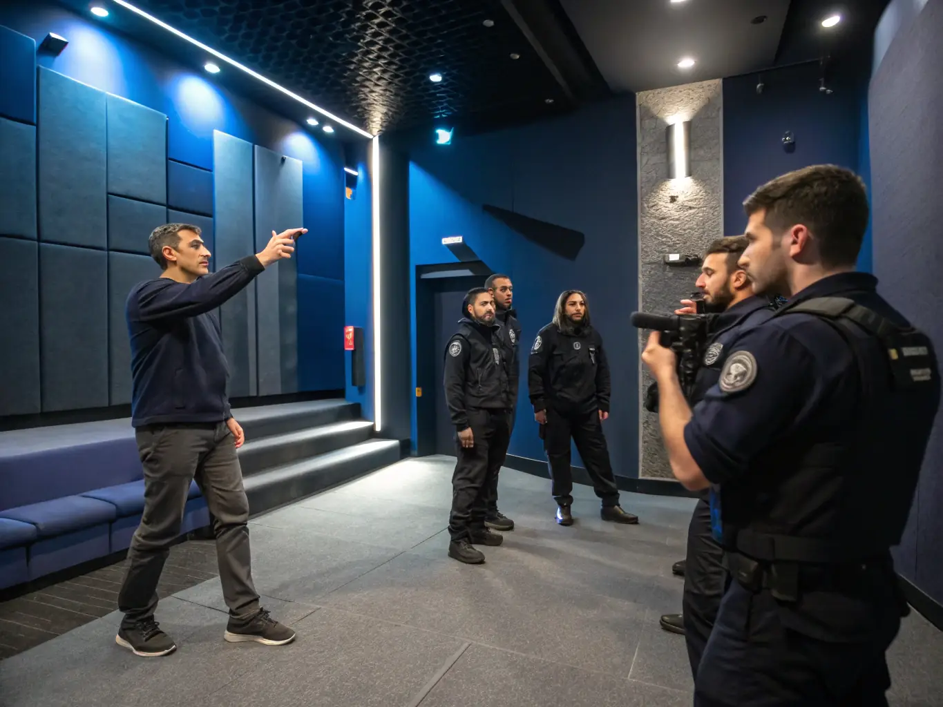 An image of Safety Host Unit security personnel undergoing advanced training, emphasizing their professional certifications and skills.