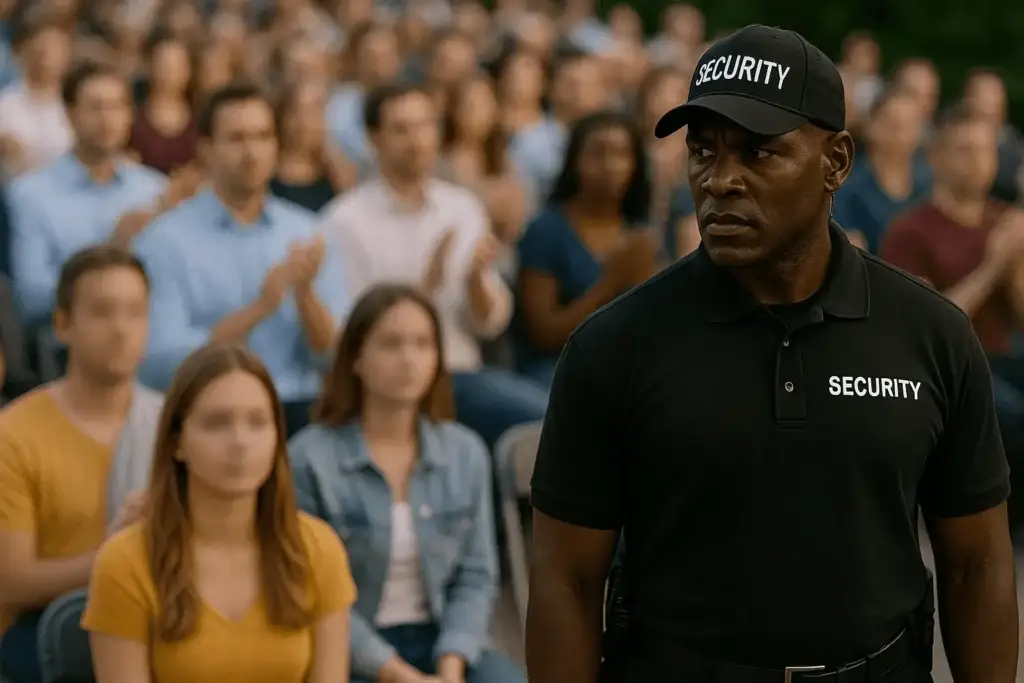 guard infront of public