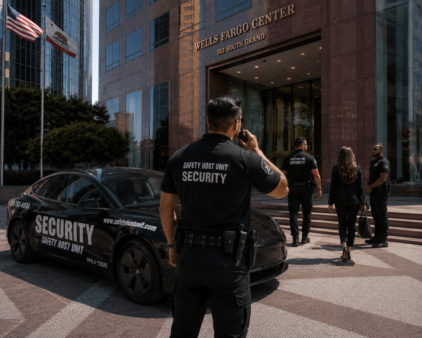 Armed private security patrol Downtown Los Angeles