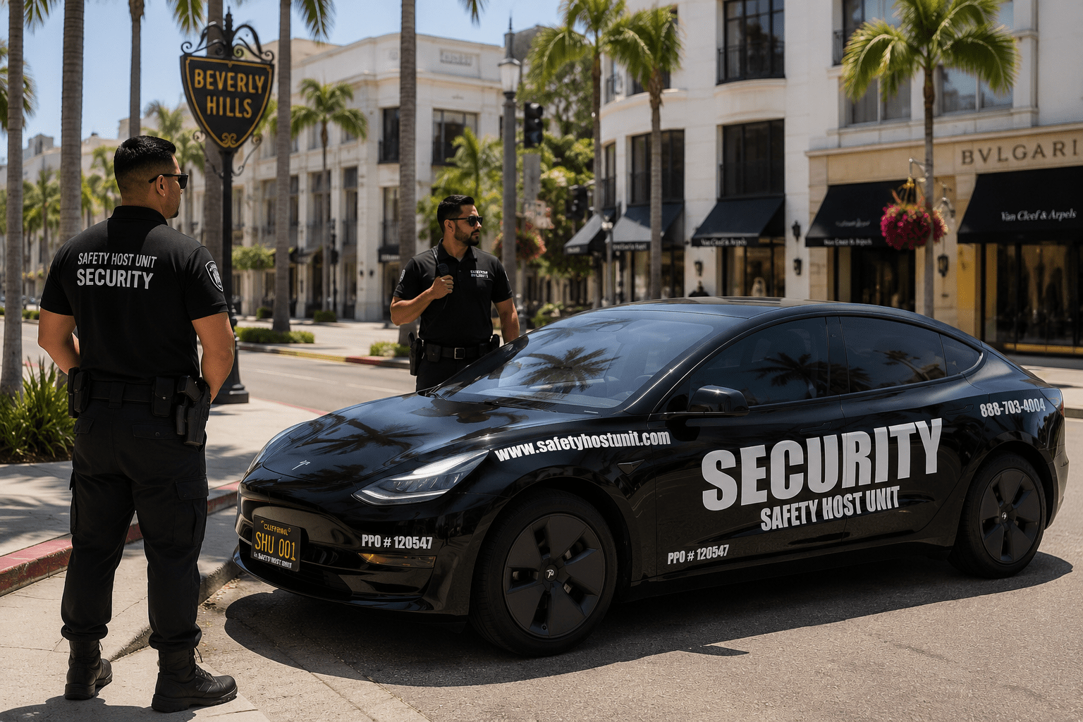 Luxury retail client entrance coverage in Beverly Hills by Safety Host Unit