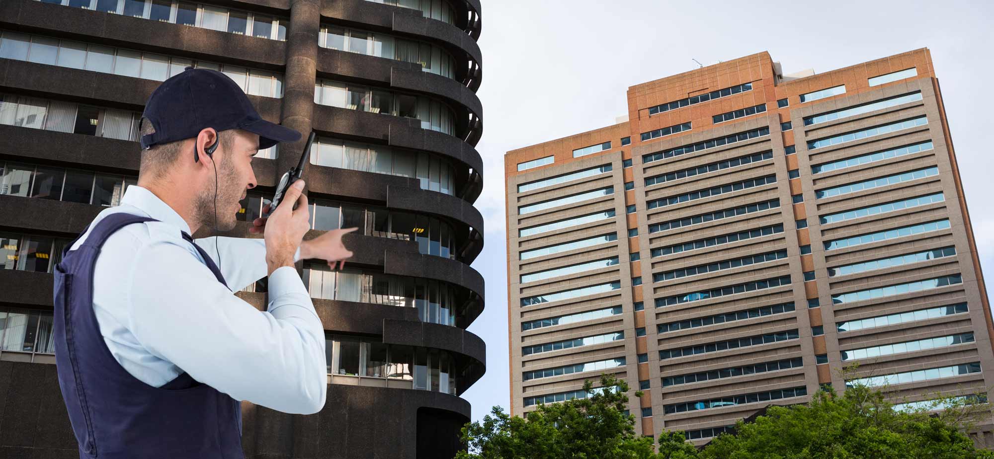Guard Pointing At Building